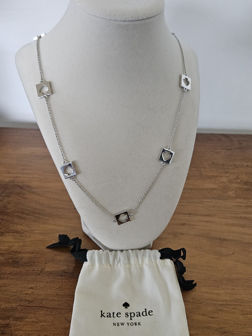 kate spade Silver Square Station Necklace with Spade Cutouts